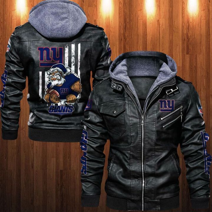 New York Giants Leather Jacket Angry Santa Claus