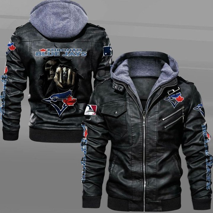 Toronto Blue Jays Leather Jacket Dead Skull On Back