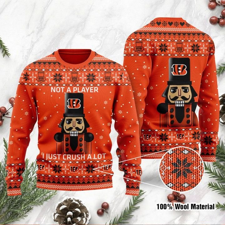 Cincinnati Bengals Not A Player I Just Crush Alot Ugly Christmas Sweater