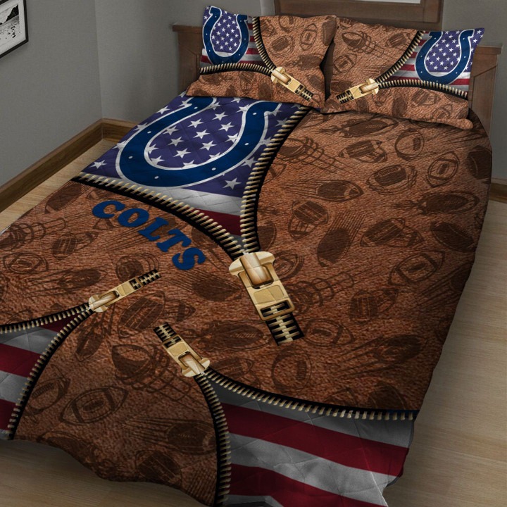Miami Dolphins NFL American Flag Leather Pattern Bedding Set