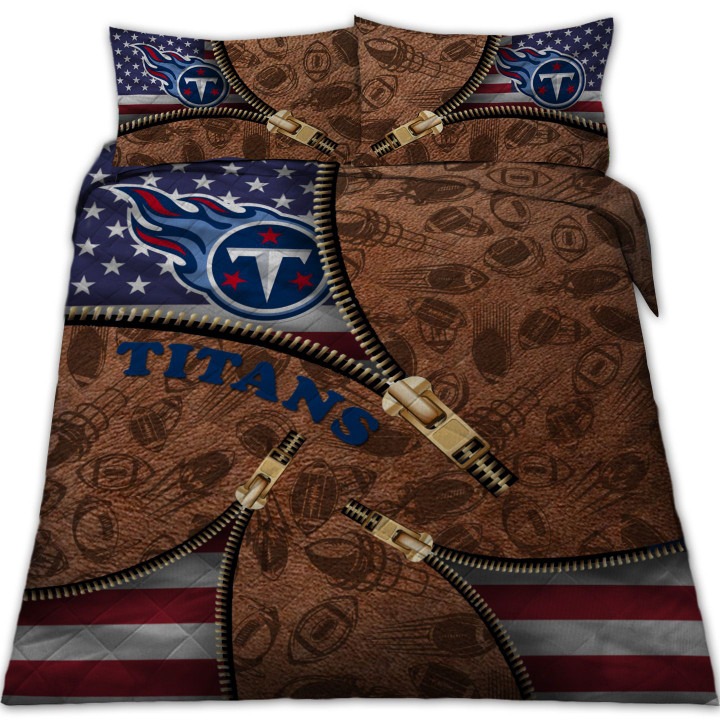 Tennessee Titans NFL American Flag Leather Pattern Bedding Set