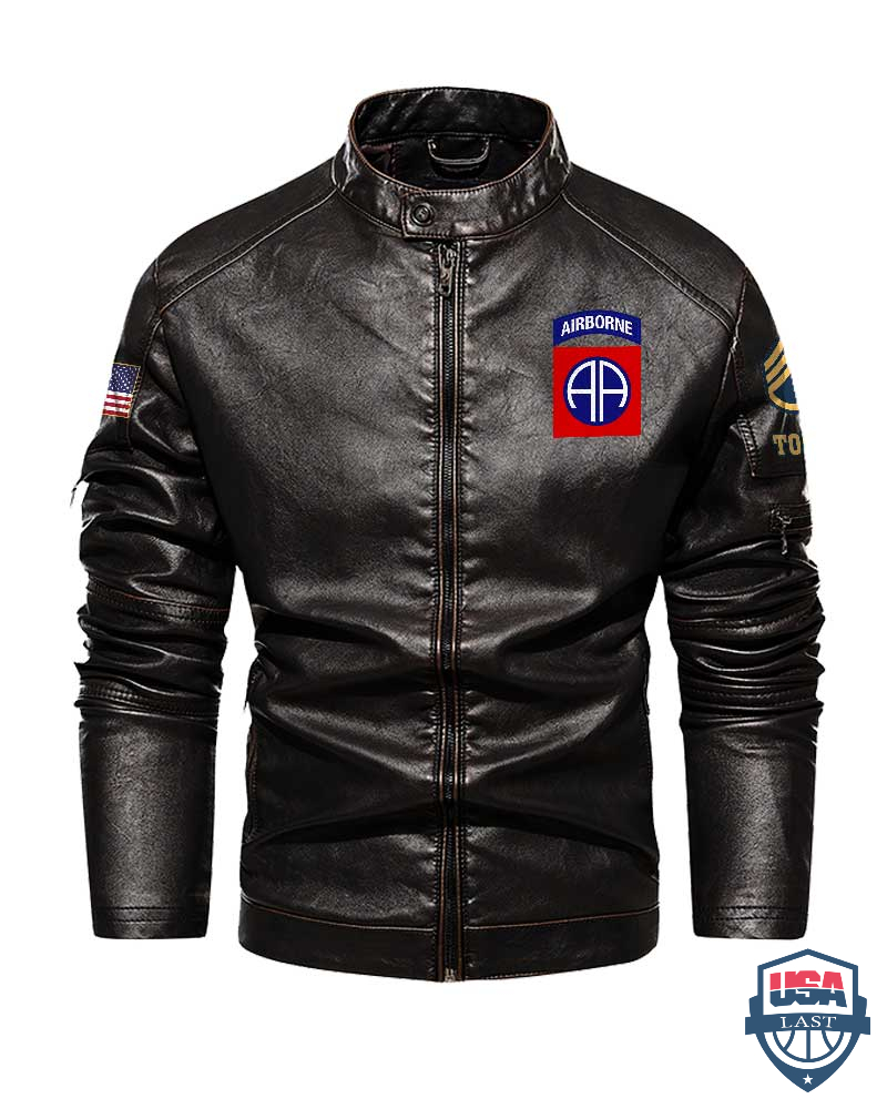 82nd Airborne Division Death From Above Custom Collar Leather Jacket