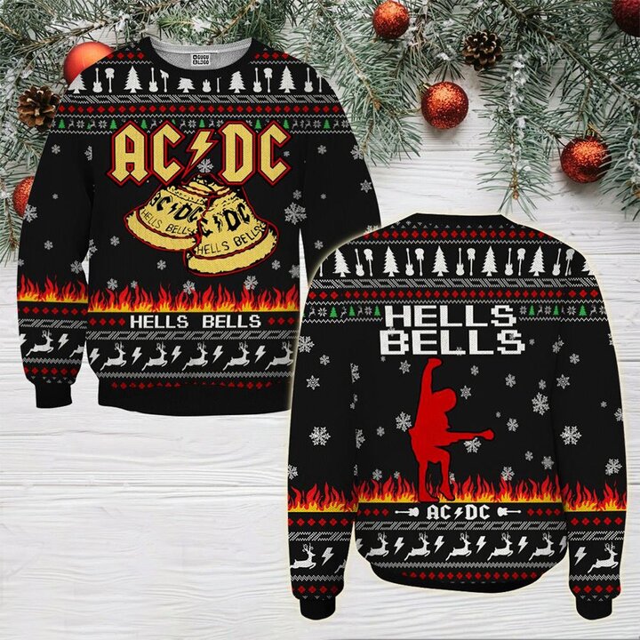 AC/DC Rock Band Hells Bells Christmas Ugly Sweater