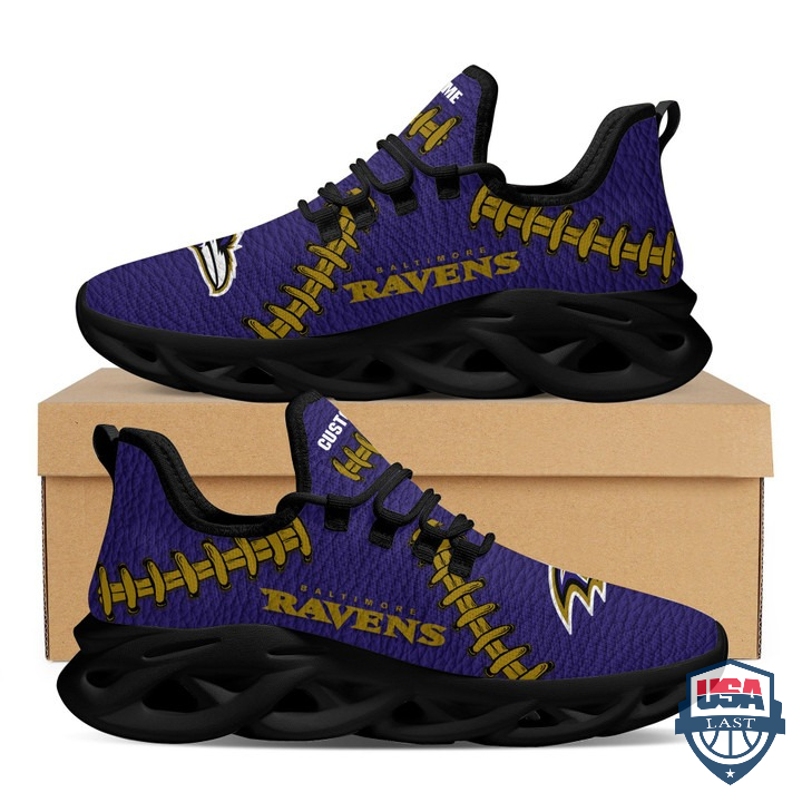 Baltimore Ravens Leather Surface Custom Name Max Soul Sneaker 22