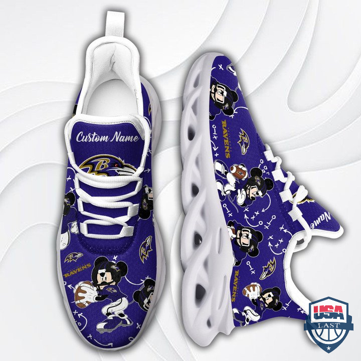 Baltimore Ravens Mickey Mouse Custom Name Max Soul Shoes 58