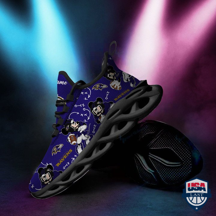 Baltimore Ravens Mickey Mouse Custom Name Max Soul Shoes 58