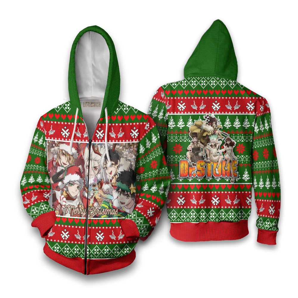 Dr Stone Anime Ugly Christmas Sweater Custom Green New Design