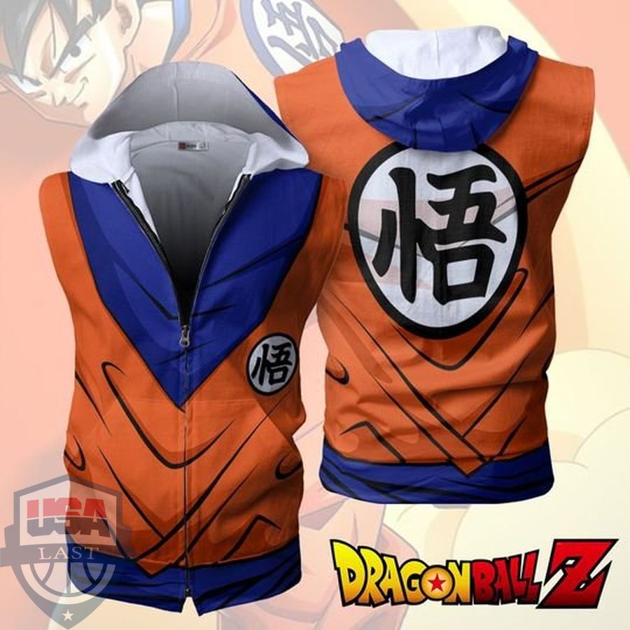 Dragon Ball Z Goku Uniform Zip Up Sleeveless Hoodie