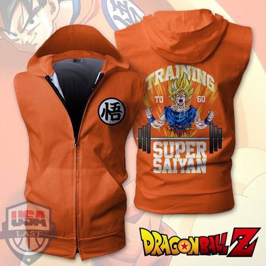 Dragon Ball Z Training to Go Super Saiyan Zip Up Sleeveless Hoodie