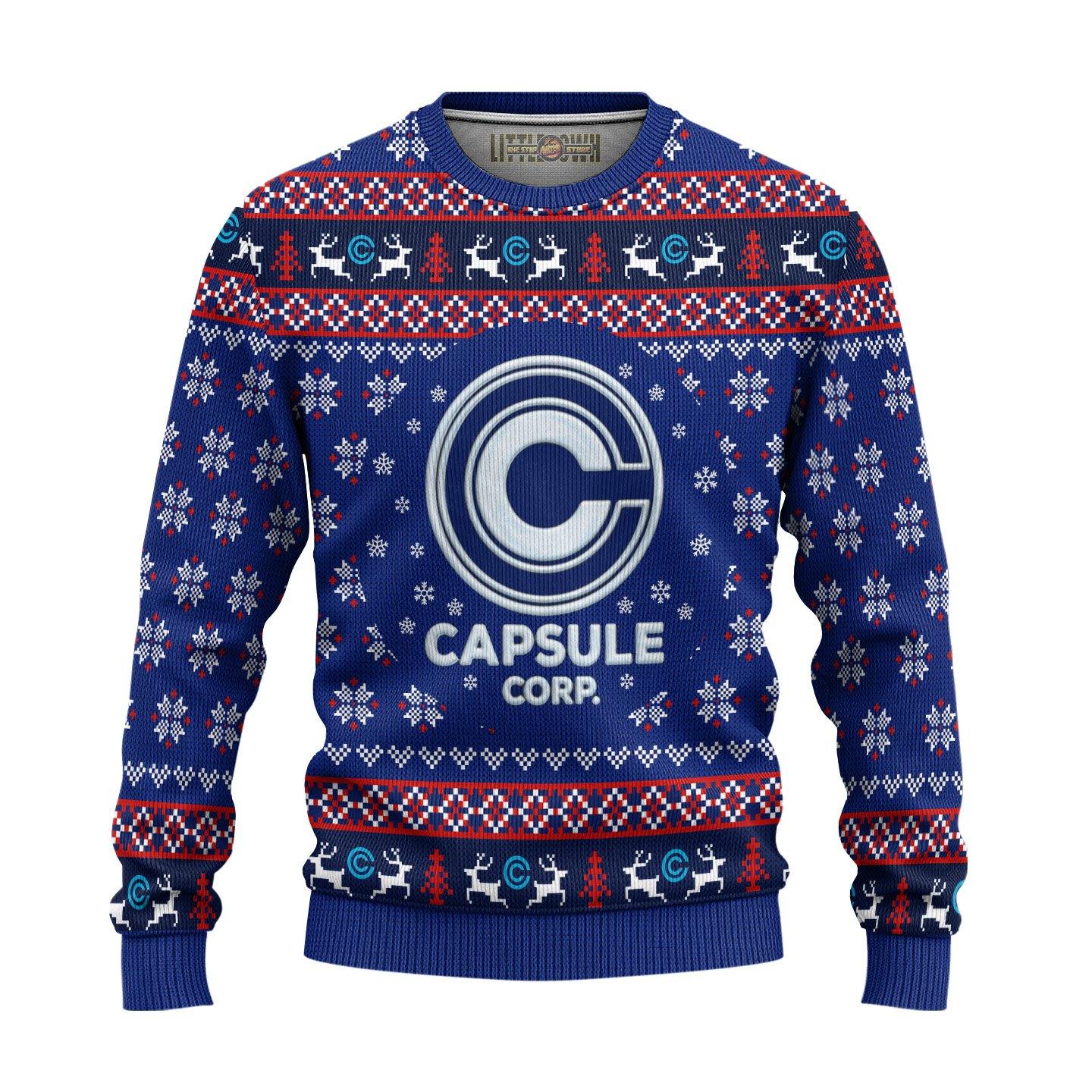 Capsule Corp Ugly Christmas Sweater Dragon Ball Anime New Design