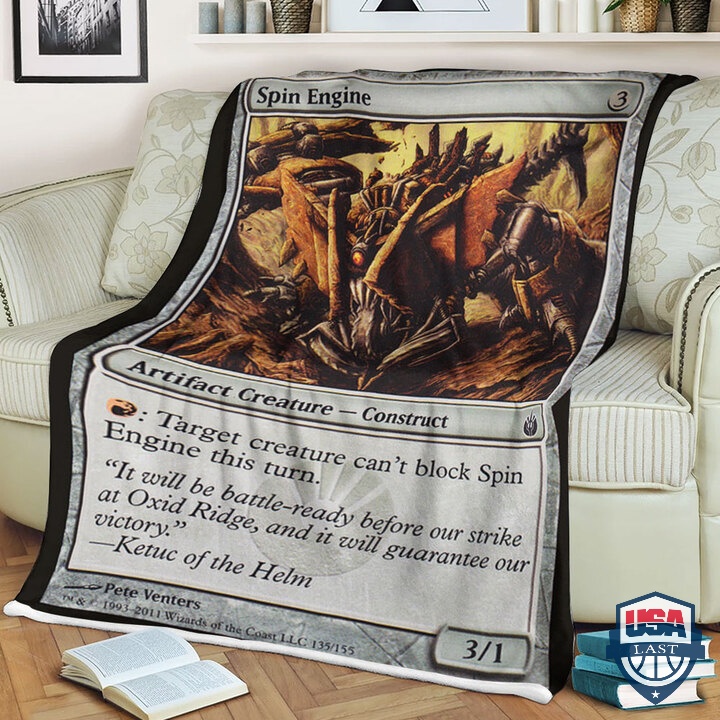 Game Magic The Gathering Fleece Blanket Spin Engine Card