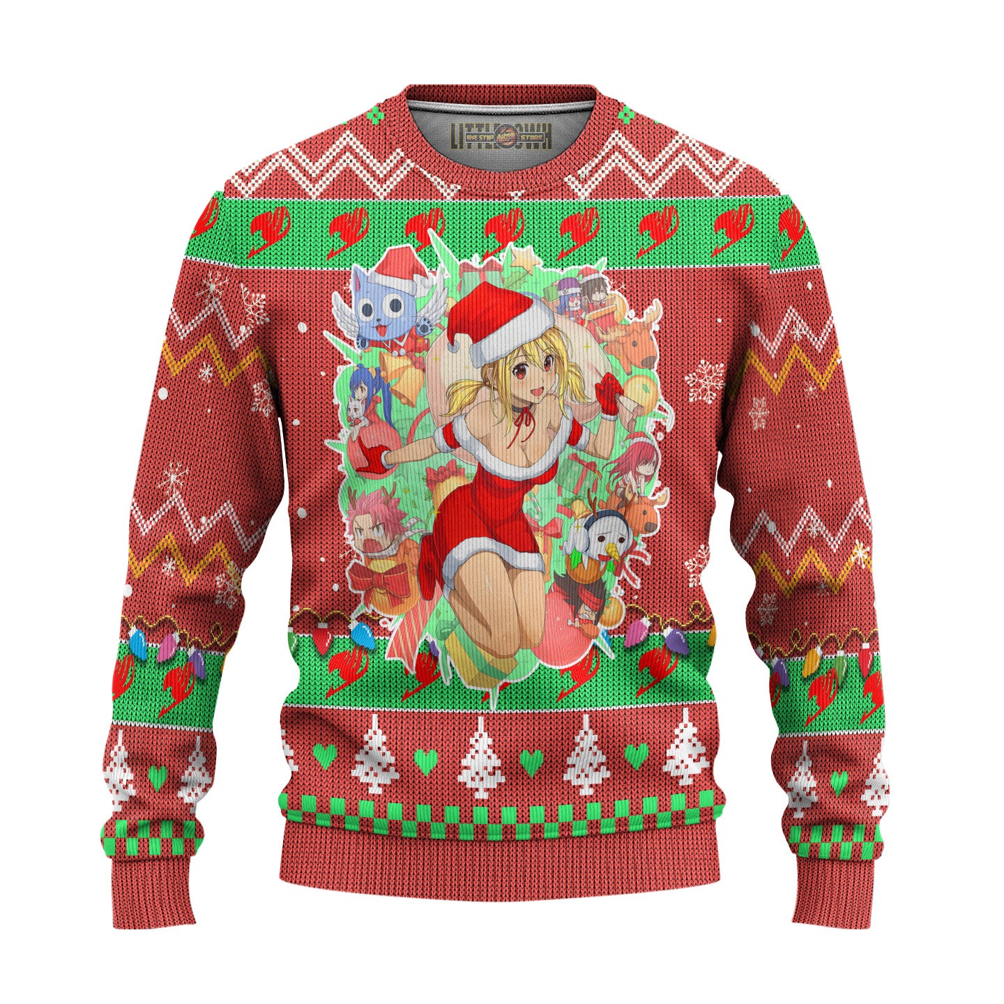 Natsu x Lucy x Happy Anime Ugly Christmas Sweater Custom Fairy Tail New Design