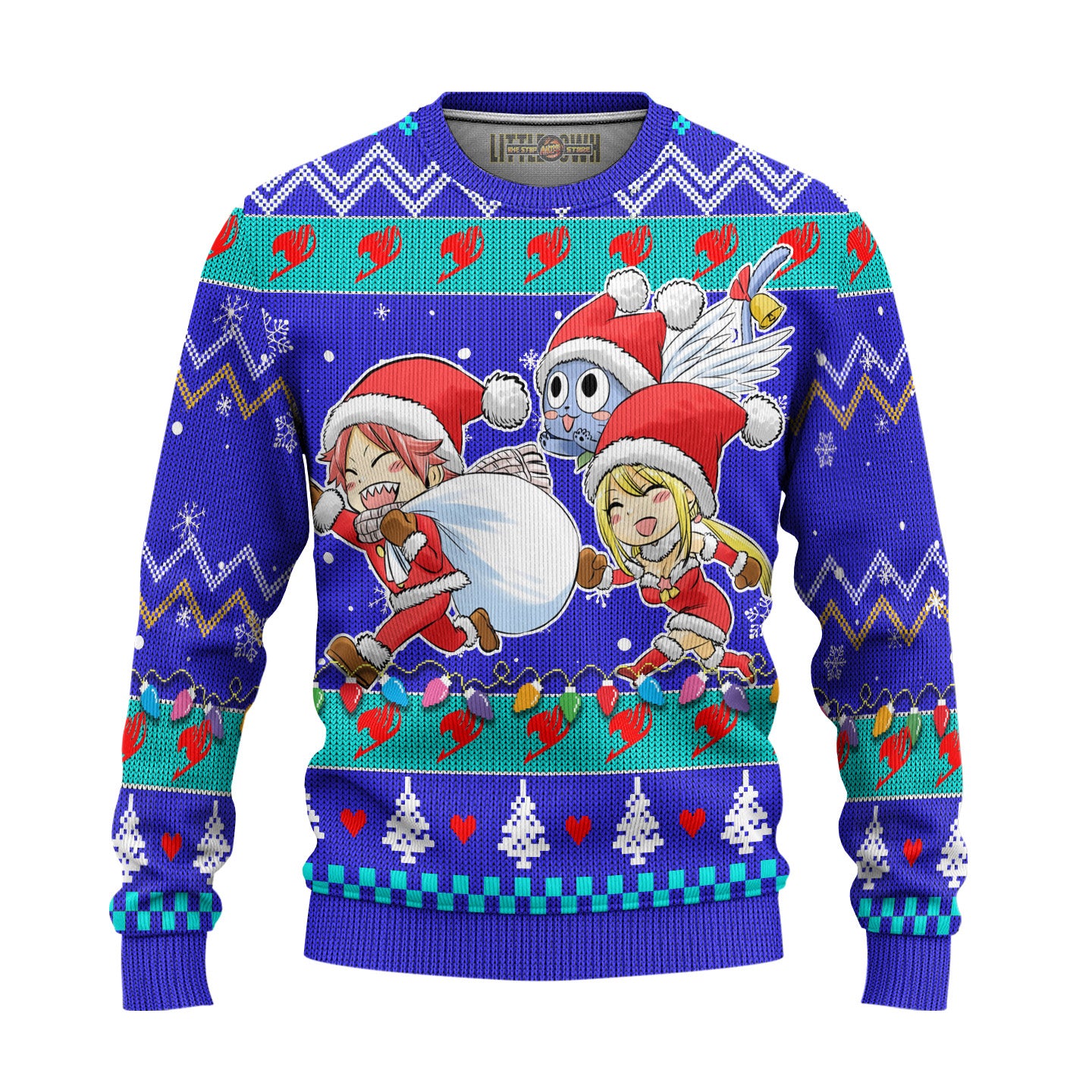 Natsu x Lucy x Happy Anime Ugly Christmas Sweater Custom Fairy Tail New Design