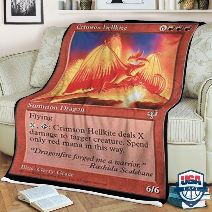 Game Magic The Gathering Crimson Hellkite Fleece Blanket