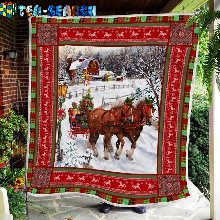 Horse Christmas Sofa Throw Blanket