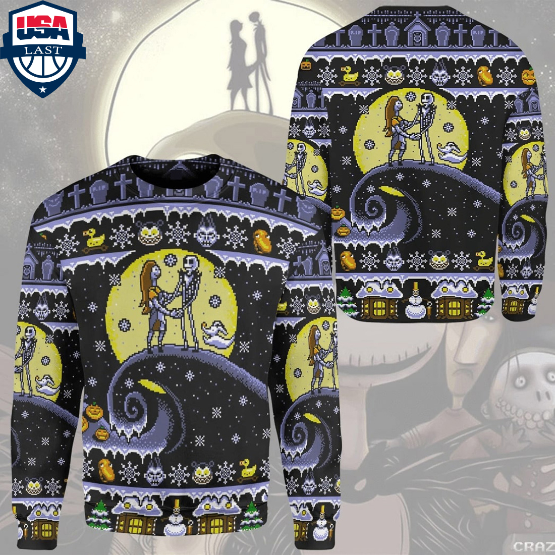 Jack and Sally romantic nightmare ugly sweater