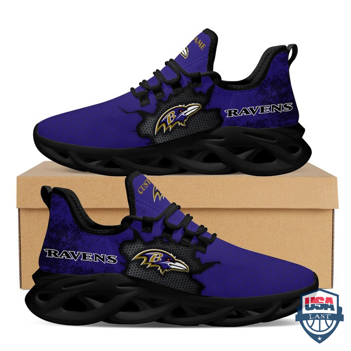 NFL Baltimore Ravens Cracked Design Custom Name Max Soul Shoes 24
