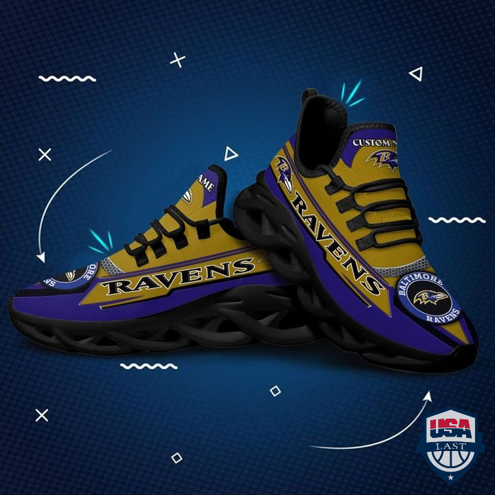 NFL Baltimore Ravens Geometric Pattern Custom Name Max Soul Shoes 23