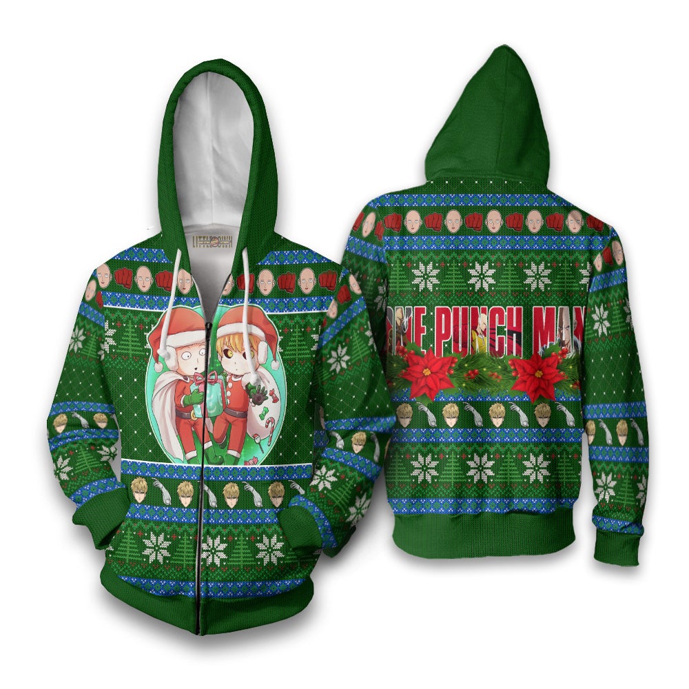 Genos x Saitama Anime Ugly Christmas Sweater Custom One Punch Man New Design
