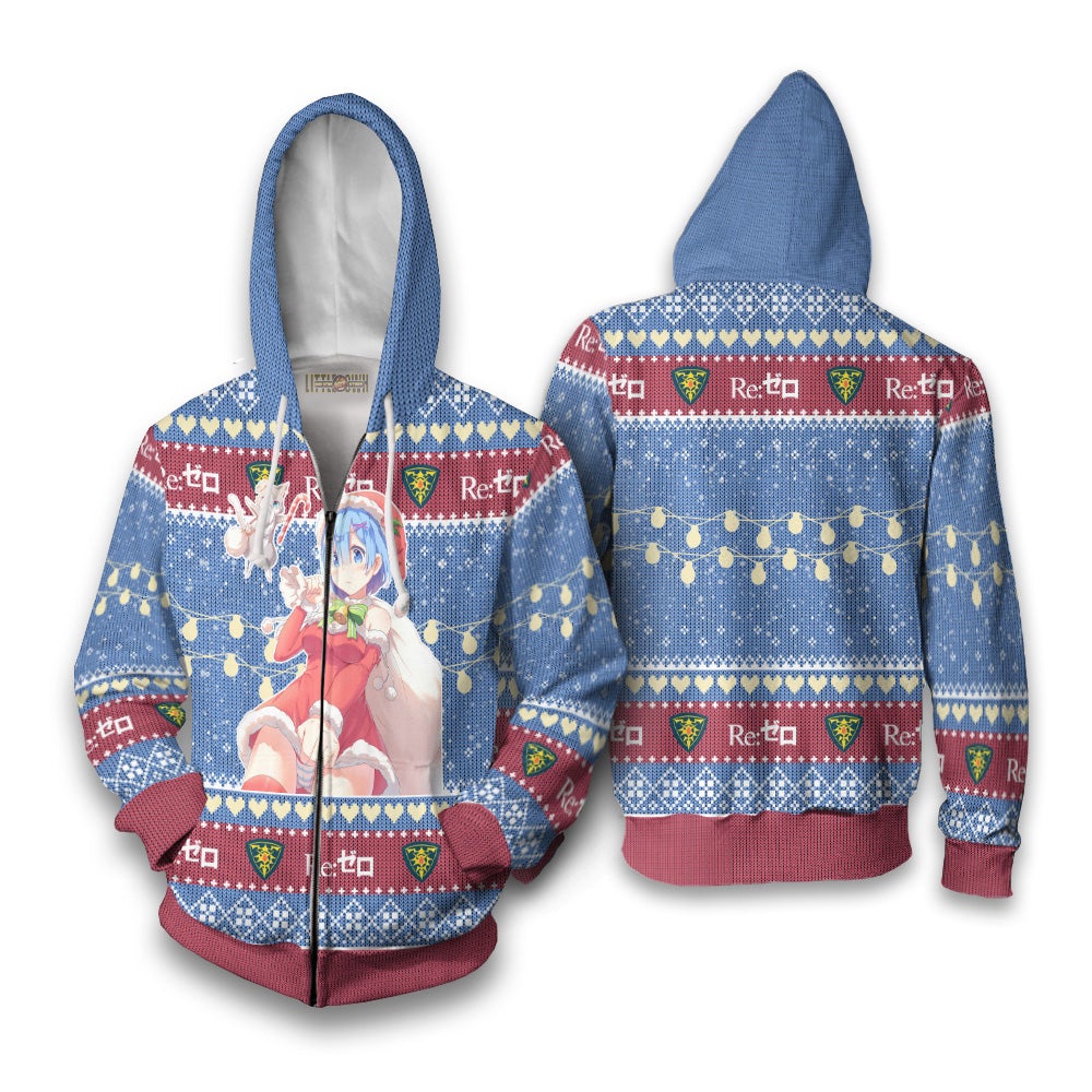 Rem x Puck Anime Ugly Christmas Sweater Custom Re Zero New Design