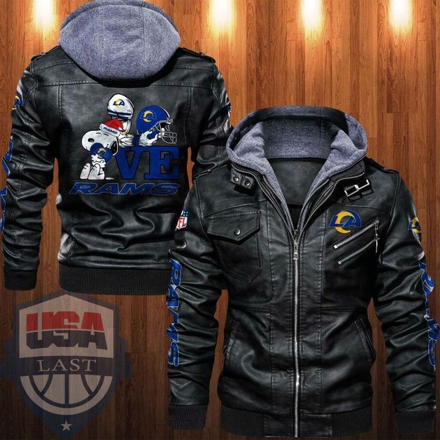 Snoopy Love Los Angeles Rams Leather Jacket