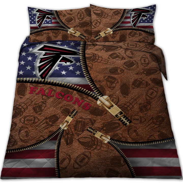 Atlanta Falcons NFL American Flag Leather Pattern Bedding Set