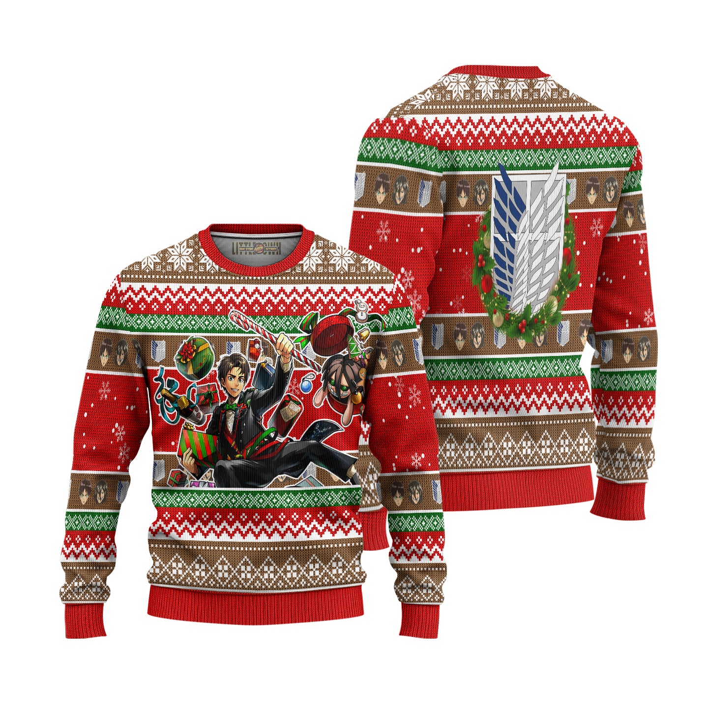 Eren Yeager Attack on Titan Anime Ugly Christmas Sweater New Design