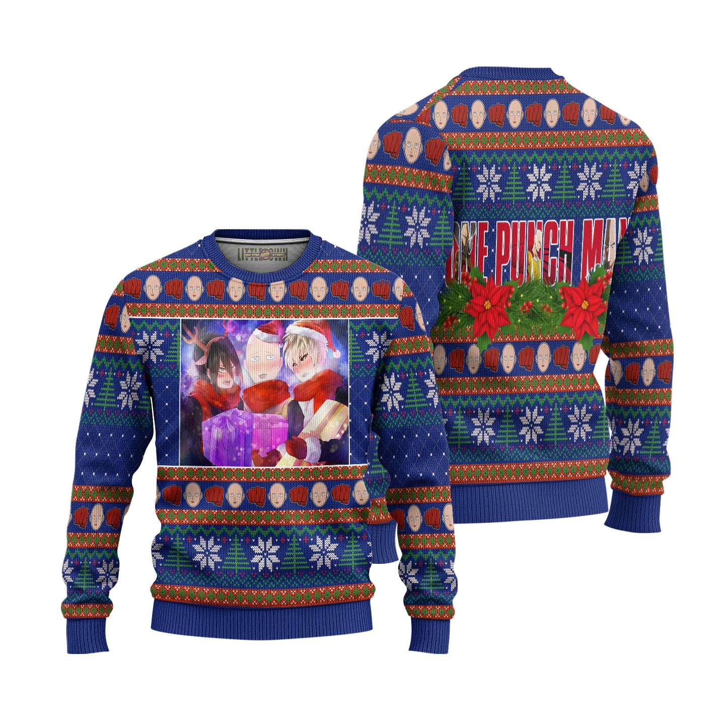 One Punch Man Anime Ugly Christmas Sweater Custom Characters New Design