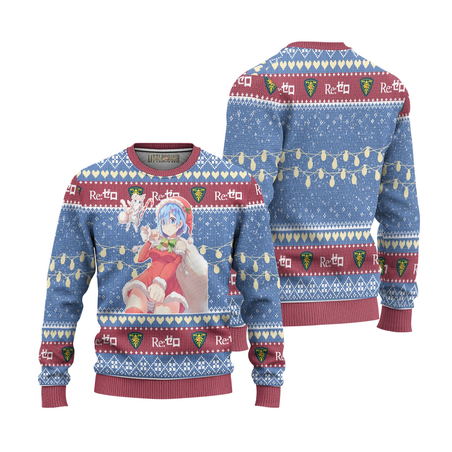 Rem x Puck Anime Ugly Christmas Sweater Custom Re Zero New Design