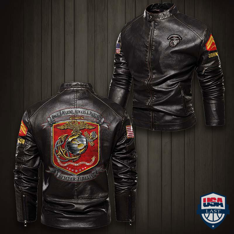 USMC Once A Marine, Always A Marine Personaized Motor Leather Jacket