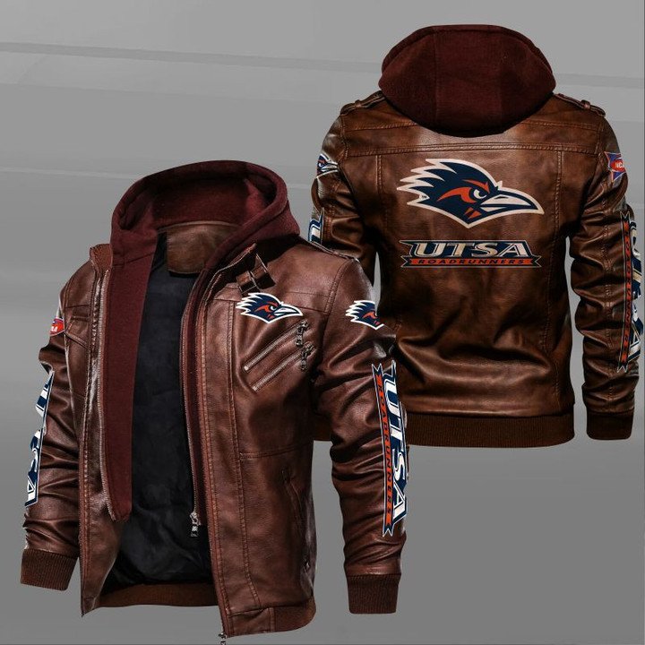 UTSA Roadrunners Hooded Leather Jacket 1