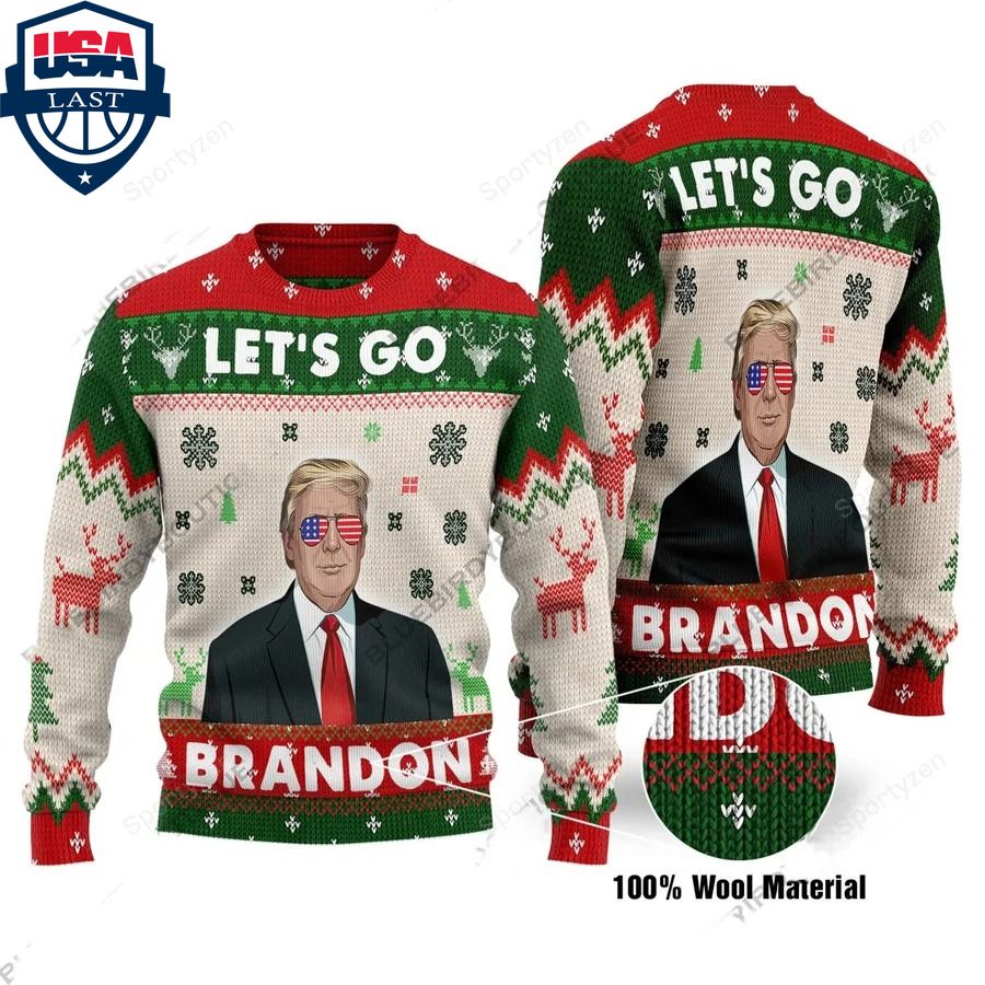 Let's go brandon fjb chant christmas ugly sweater