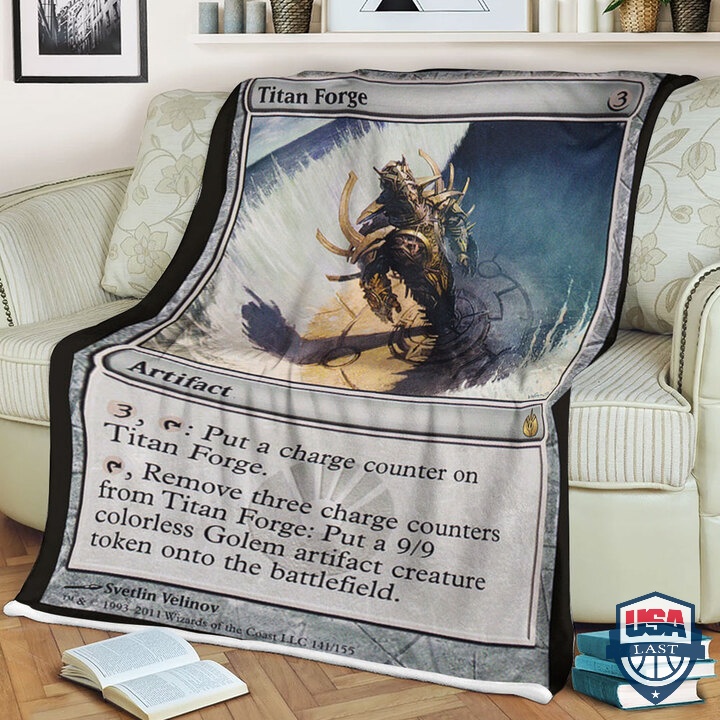 Game Magic The Gathering Fleece Blanket Titan Forge Card