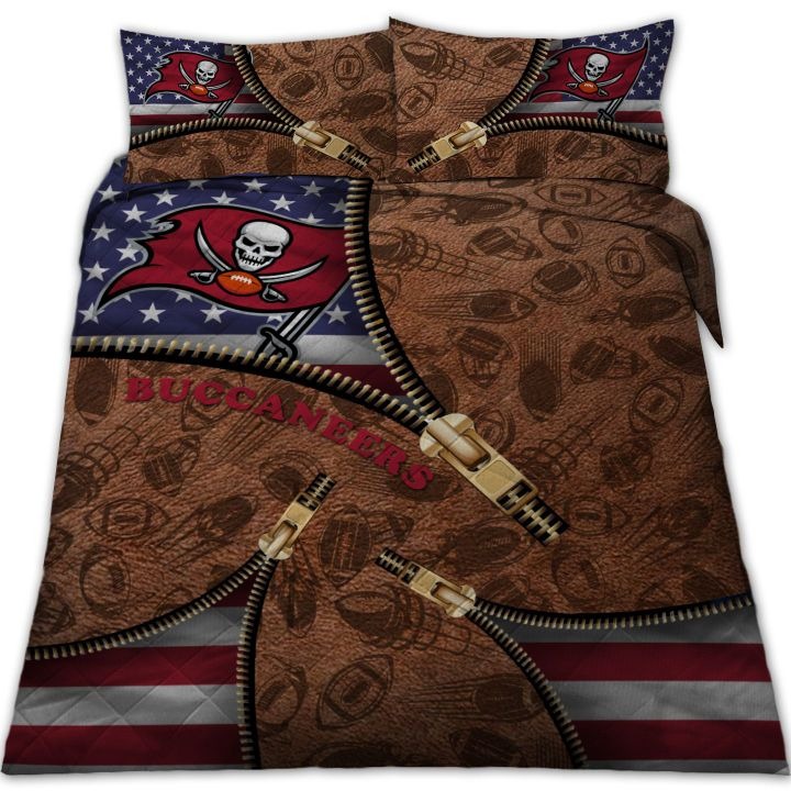 Tampa Bay Buccaneers NFL American Flag Leather Pattern Bedding Set