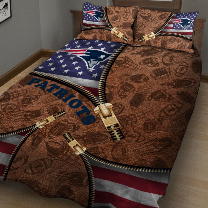 Minnesota Vikings NFL American Flag Leather Pattern Bedding Set