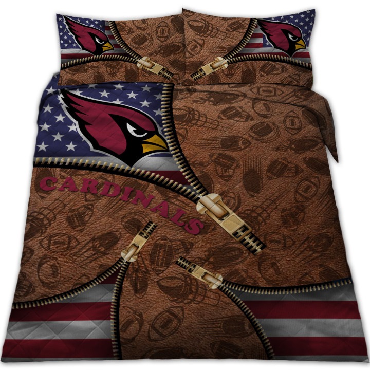 Arizona Cardinals NFL American Flag Leather Pattern Bedding Set