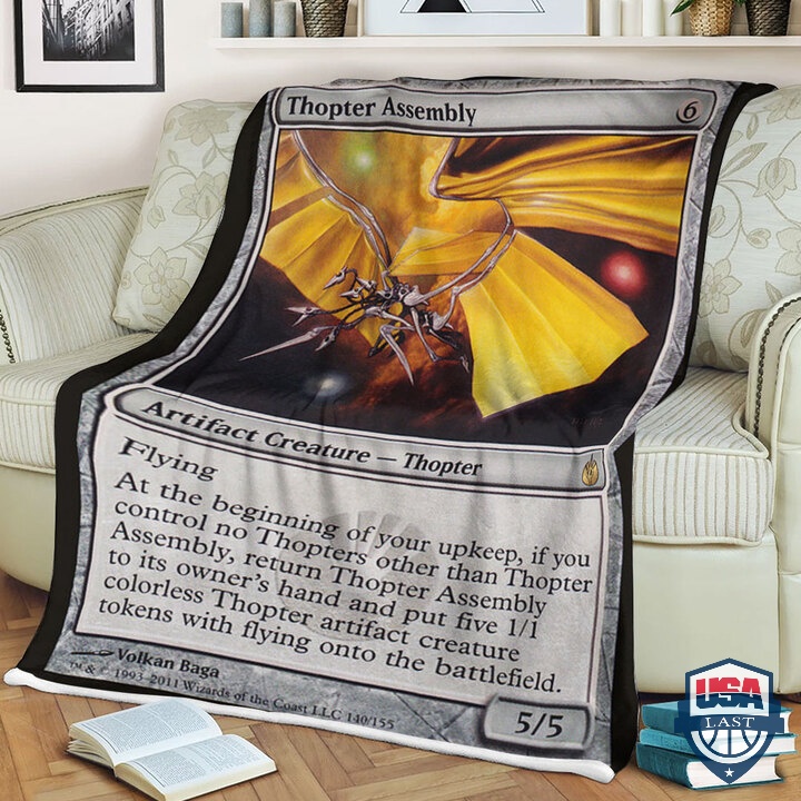 Game Magic The Gathering Fleece Blanket Thopter Assembly Card