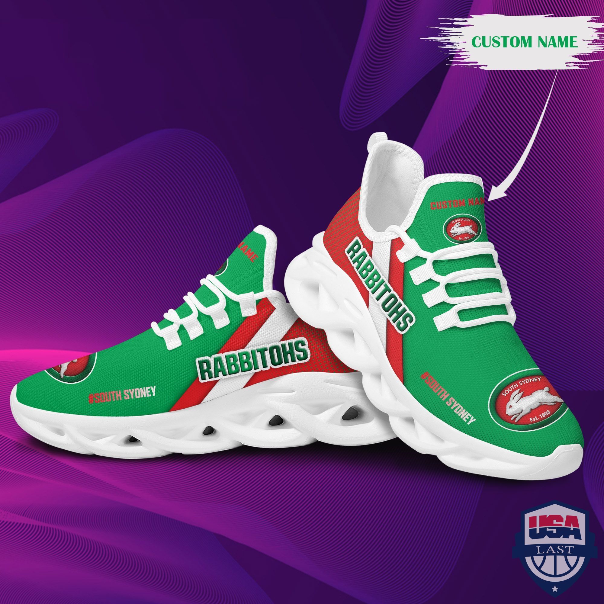 Personalized South Sydney Rabbitohs Max Soul Shoes