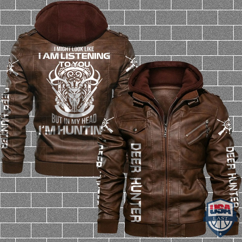 Deer Hunter In My Head I’m Hunting Leather Jacket
