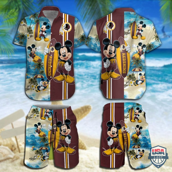 Washington Football Team Mickey Mouse Hawaiian Shirt Beach Short
