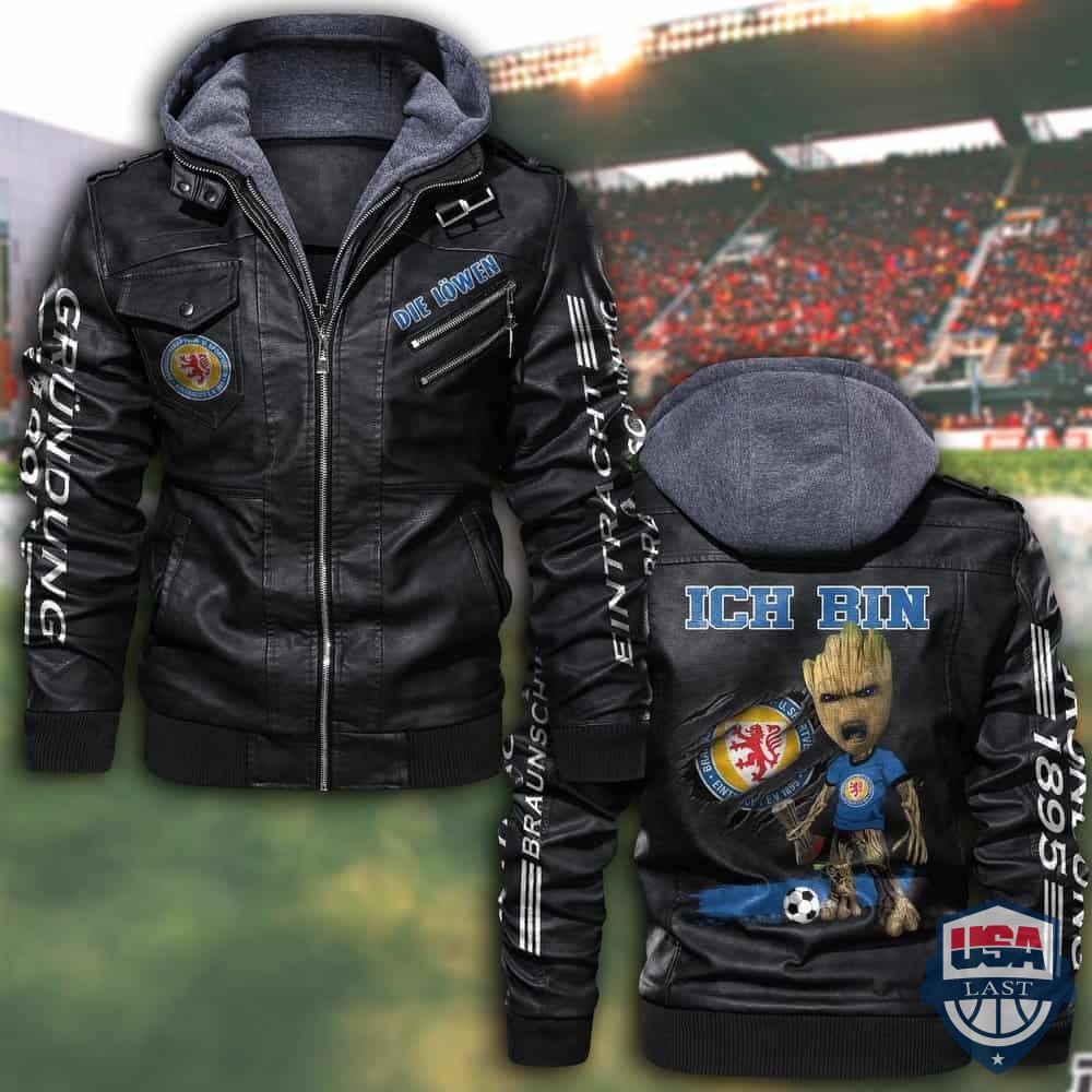 Eintracht Braunschweig FC Hooded Leather Jacket