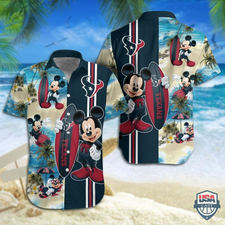 Houston Texans Mickey Mouse Hawaiian Shirt Beach Short