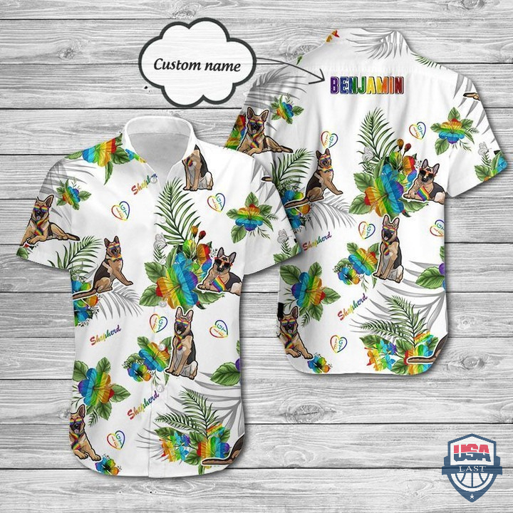 LGBT German Shepherd Custom Name Hawaiian Shirt