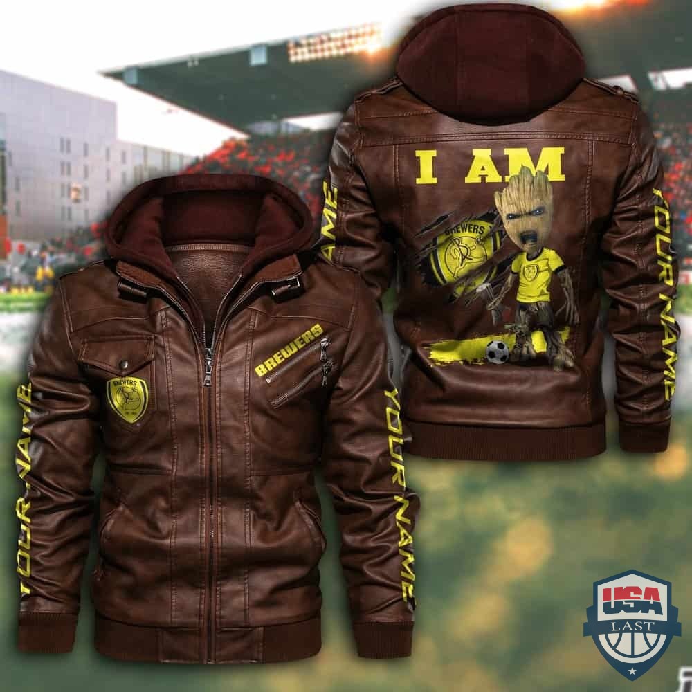 Customize Groot I Am Burton Albion Fan Leather Jacket