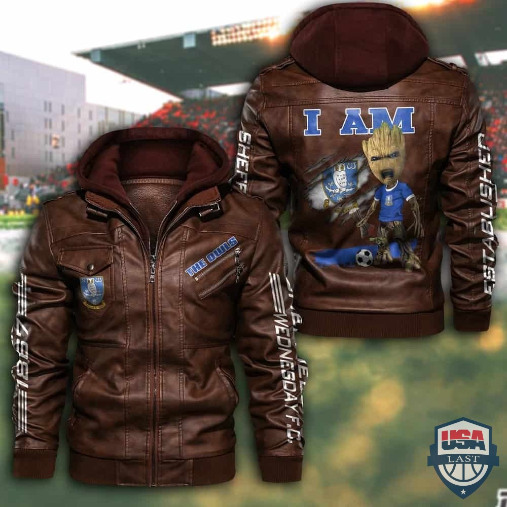 Sheffield Wednesday FC Baby Groot Hooded Leather Jacket