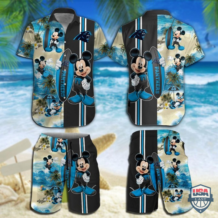 Carolina Panthers Mickey Mouse Hawaiian Shirt Beach Short