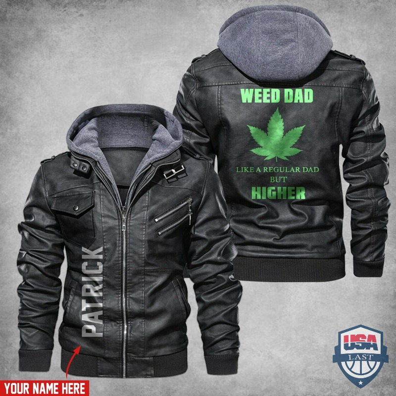 Weed Dad Like A Regular Dad But Higher Custom Name Leather Jacket