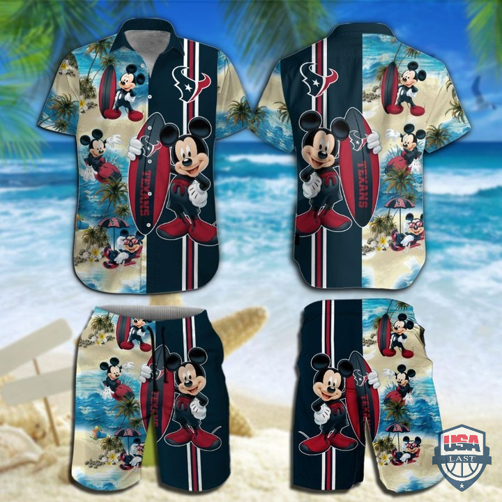 Houston Texans Mickey Mouse Hawaiian Shirt Beach Short