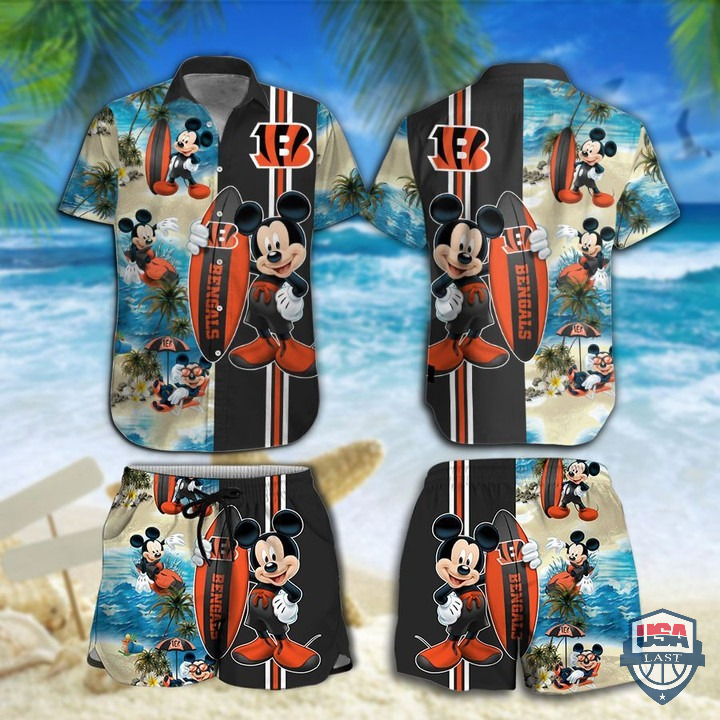 Cincinnati Bengals Mickey Mouse Hawaiian Shirt Beach Short