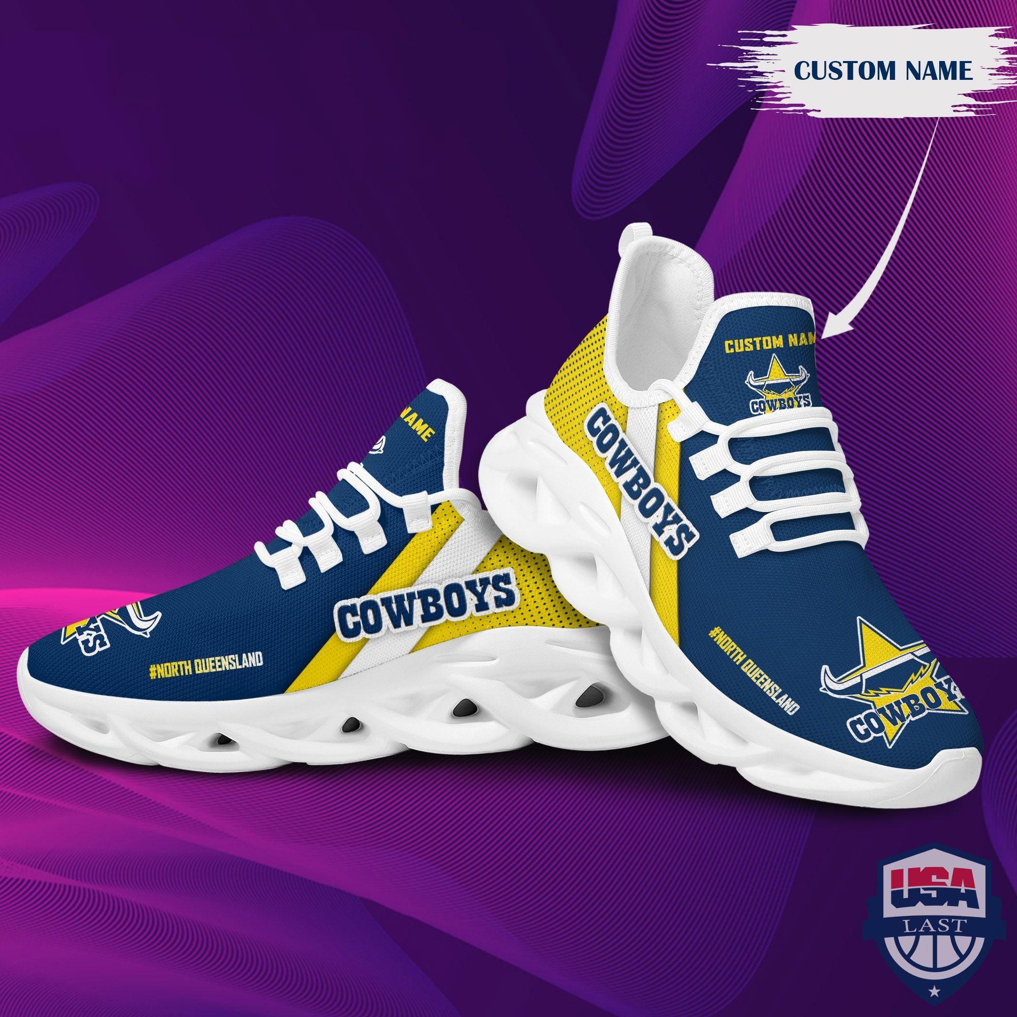 Personalized North Queensland Cowboys Max Soul Shoes